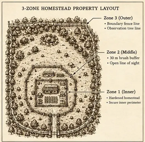 Field Manual diagram: 3-Zone Homestead Layout